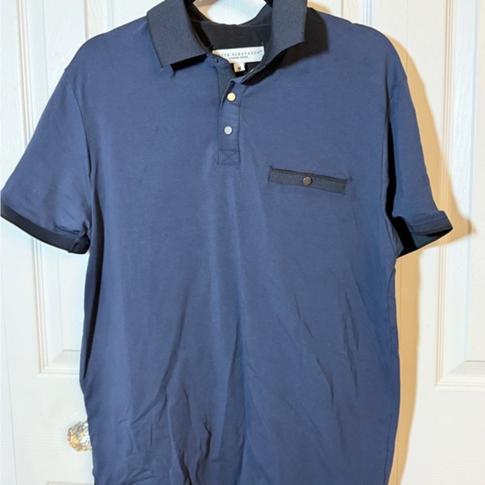 TRUTH SUBSTANCE Classic Blue Polo Medium Shirt W/Snaps AM